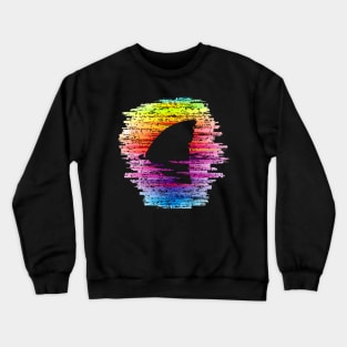 Rainbow Waters Shark Fin Awareness LGBT Pride Shark Lover Crewneck Sweatshirt